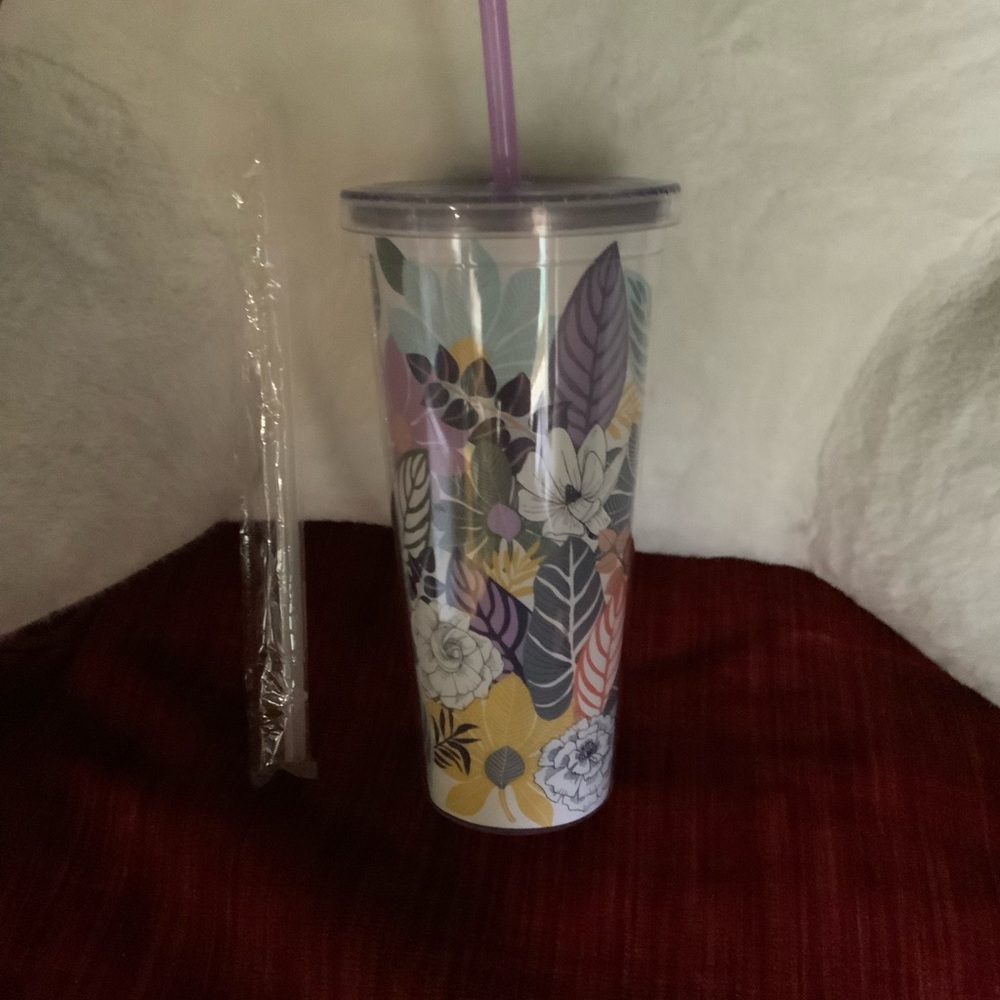 Vera Bradley Palm Floral Tumbler Great Used Condition
